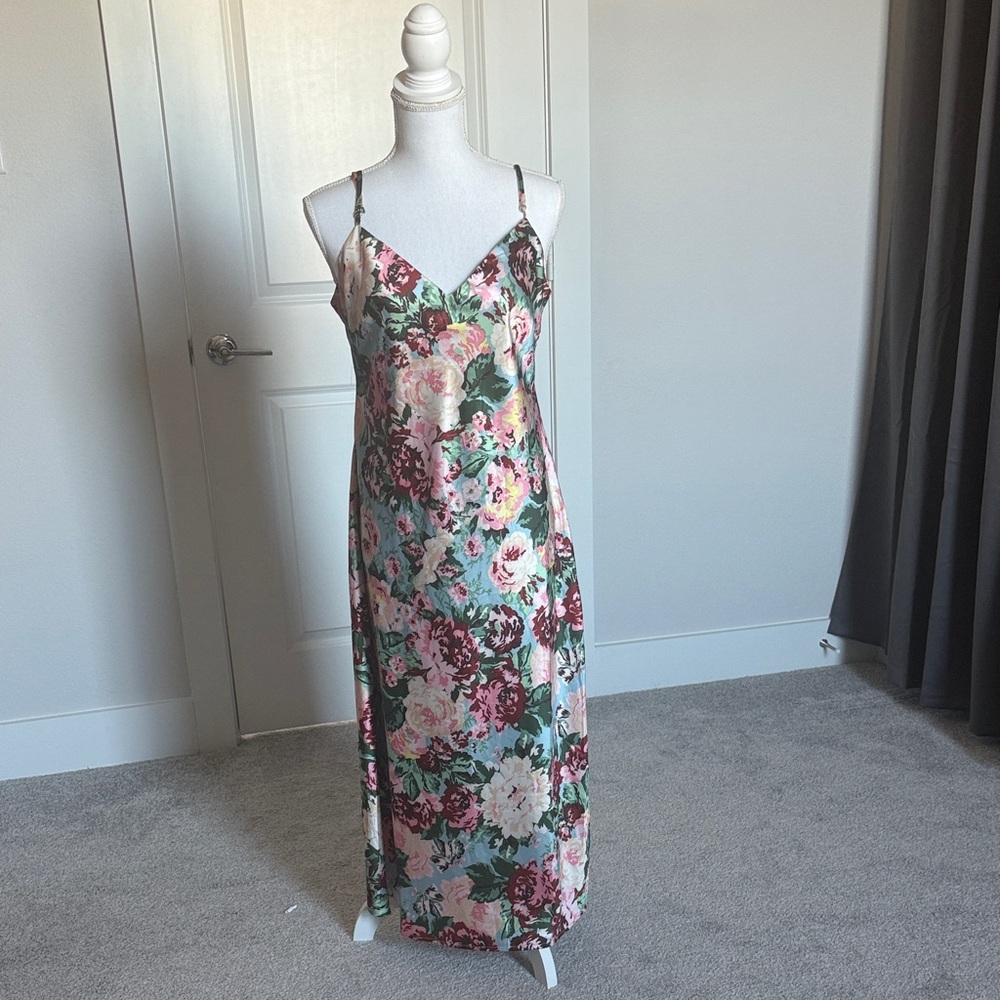 Lost + Wander Floral Maxi Dress - Green and Pink